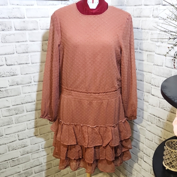Express SZ M Ruffled Dress - Picture 1 of 9
